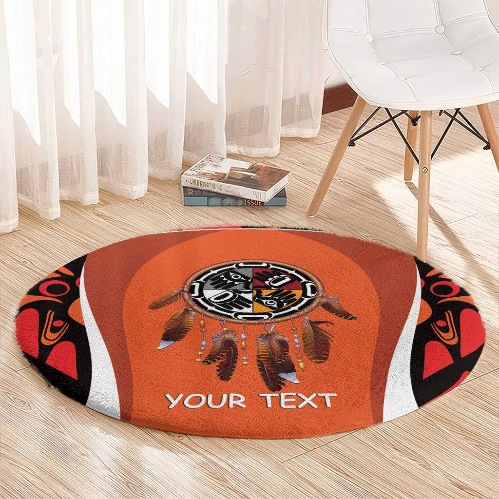 Personalized Orange Day Canada Round Carpet Honouring The Children Haida Pattern - Wonder Print Shop