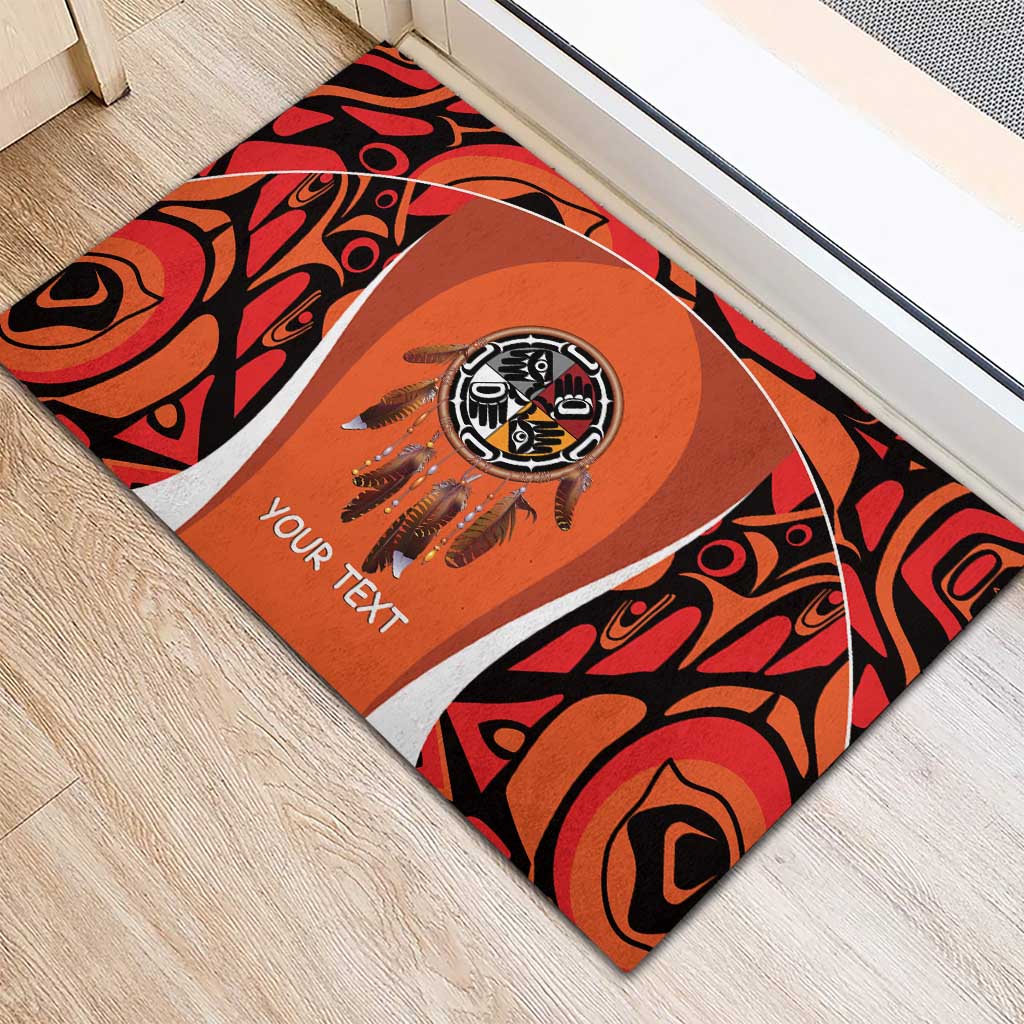 Personalized Orange Day Canada Rubber Doormat Honouring The Children Haida Pattern - Wonder Print Shop