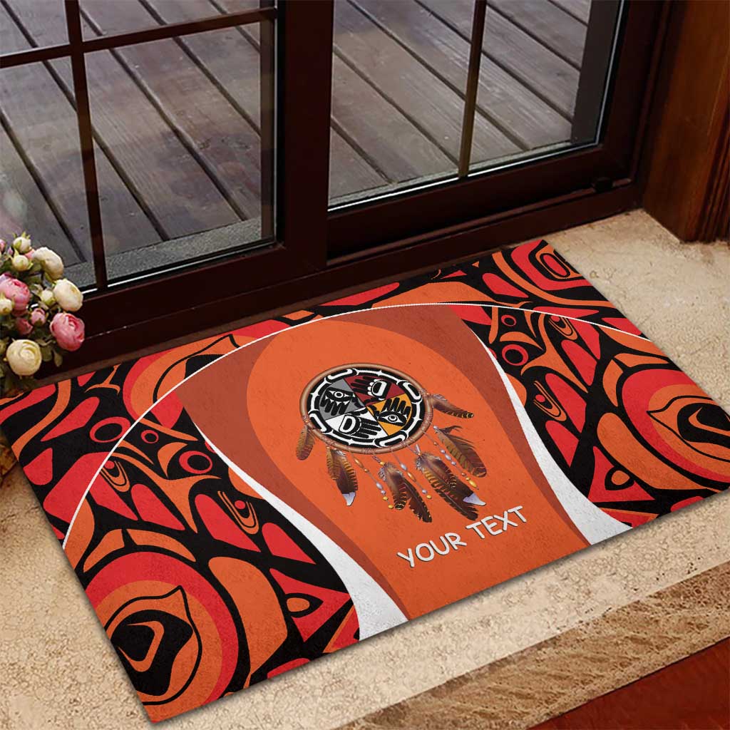 Personalized Orange Day Canada Rubber Doormat Honouring The Children Haida Pattern - Wonder Print Shop