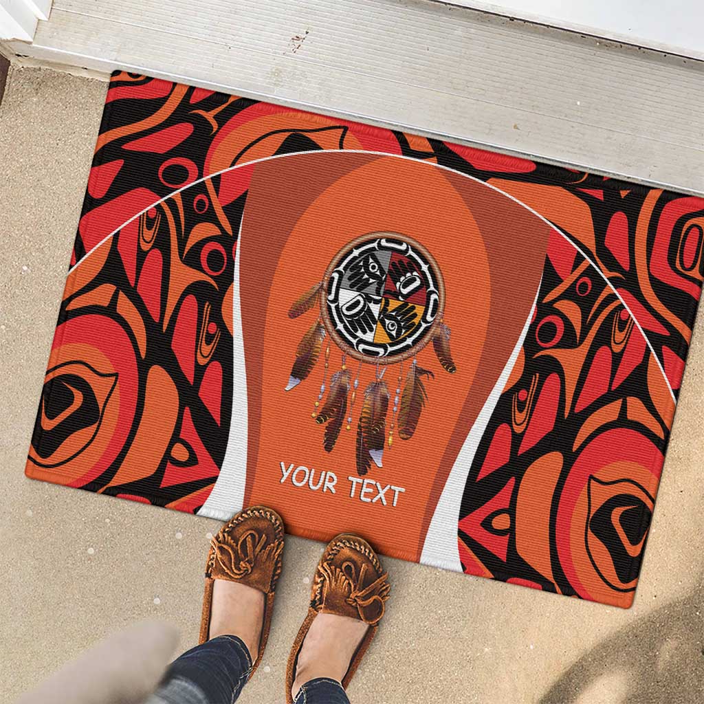 Personalized Orange Day Canada Rubber Doormat Honouring The Children Haida Pattern - Wonder Print Shop