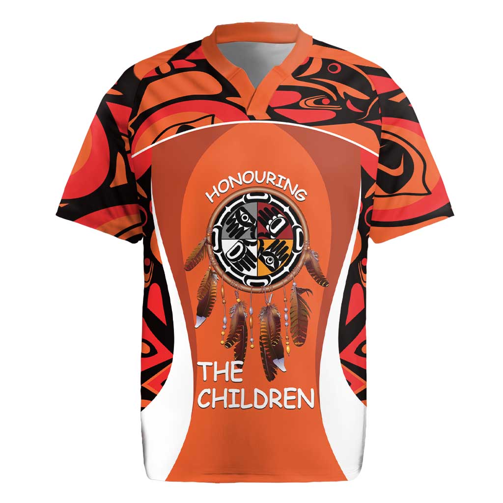 Personalized Orange Day Canada Rugby Jersey Honouring The Children Haida Pattern - Wonder Print Shop