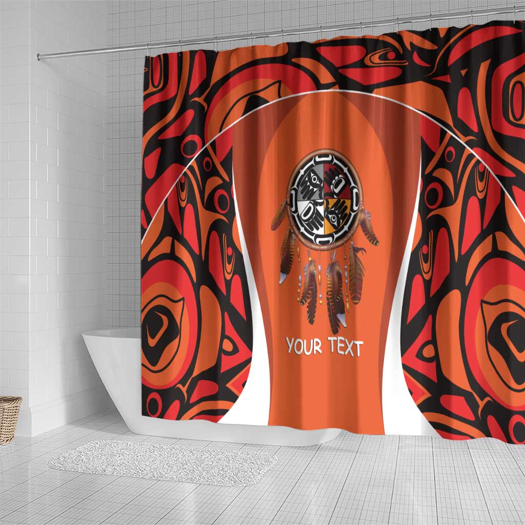 Personalized Orange Day Canada Shower Curtain Honouring The Children Haida Pattern - Wonder Print Shop
