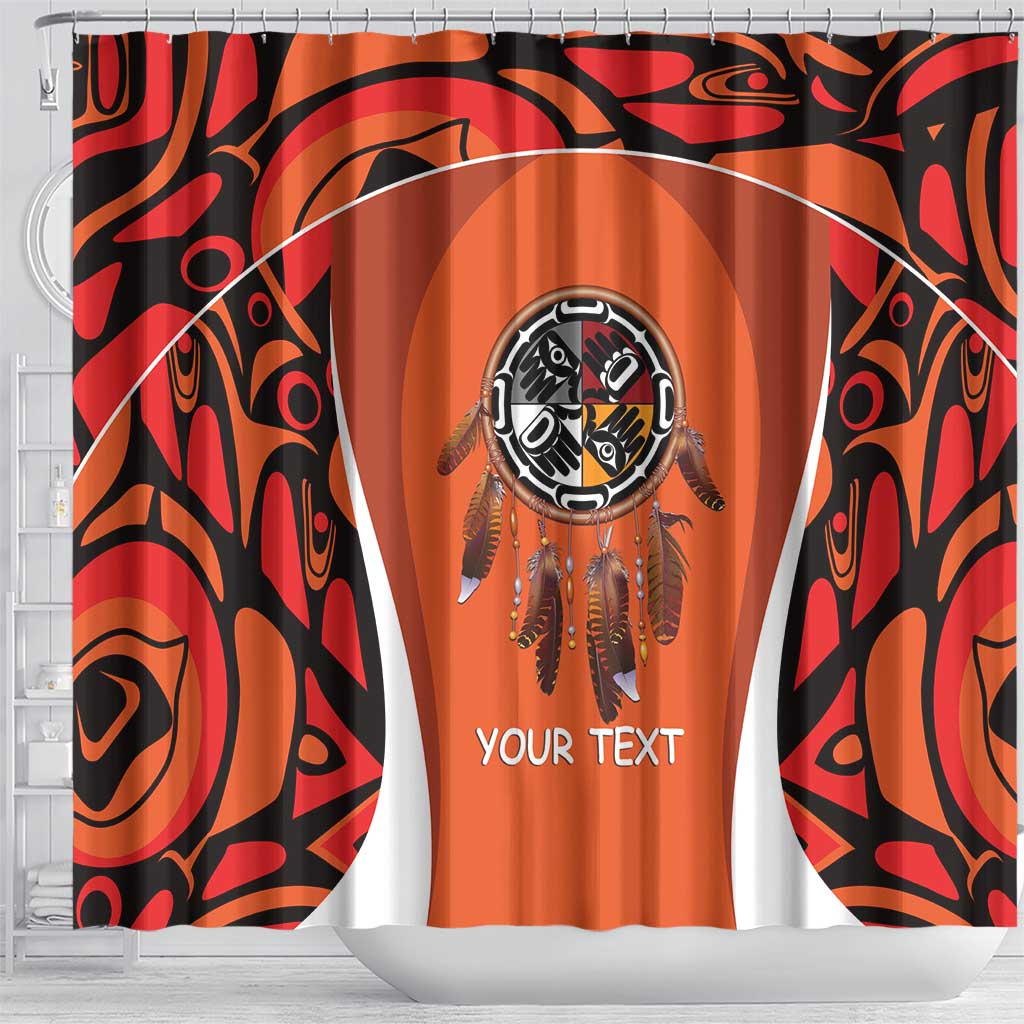 Personalized Orange Day Canada Shower Curtain Honouring The Children Haida Pattern - Wonder Print Shop