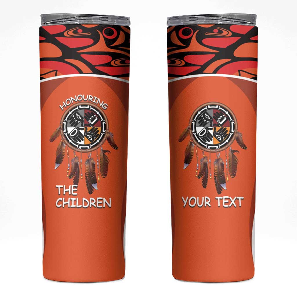 Personalized Orange Day Canada Skinny Tumbler Honouring The Children Haida Pattern - Wonder Print Shop