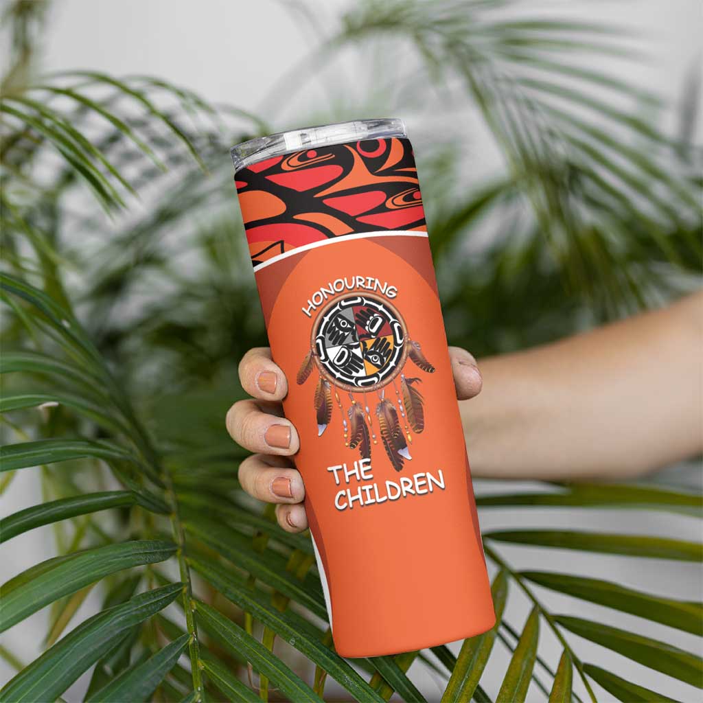Personalized Orange Day Canada Skinny Tumbler Honouring The Children Haida Pattern - Wonder Print Shop