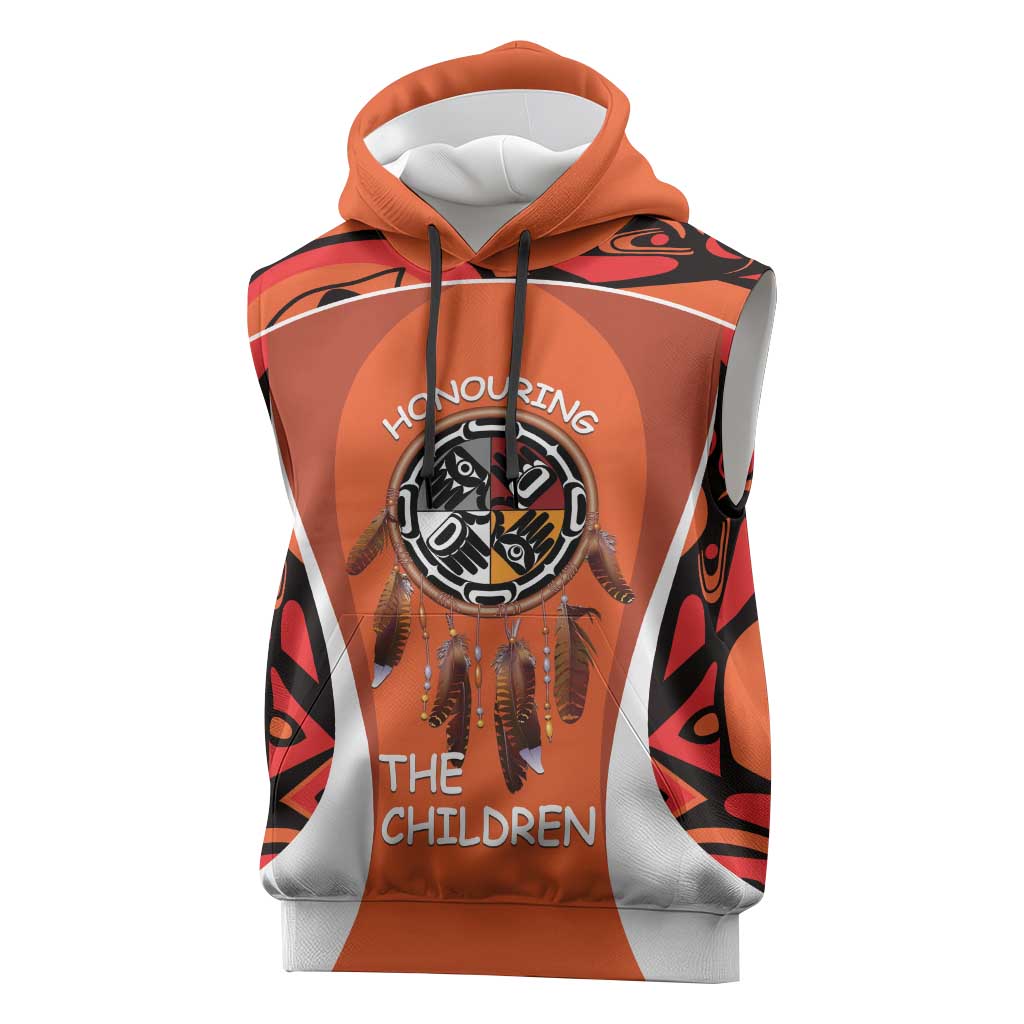 Personalized Orange Day Canada Sleeveless Hoodie Honouring The Children Haida Pattern - Wonder Print Shop
