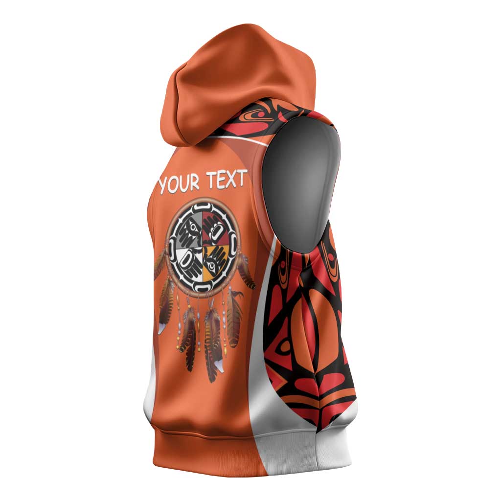 Personalized Orange Day Canada Sleeveless Hoodie Honouring The Children Haida Pattern - Wonder Print Shop