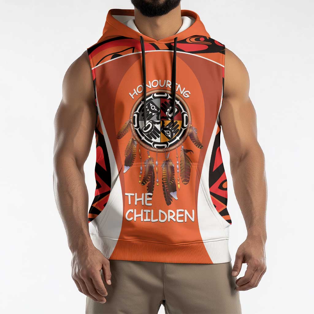 Personalized Orange Day Canada Sleeveless Hoodie Honouring The Children Haida Pattern - Wonder Print Shop