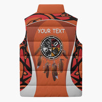 Personalized Orange Day Canada Sleeveless Puffer Jacket Honouring The Children Haida Pattern - Wonder Print Shop