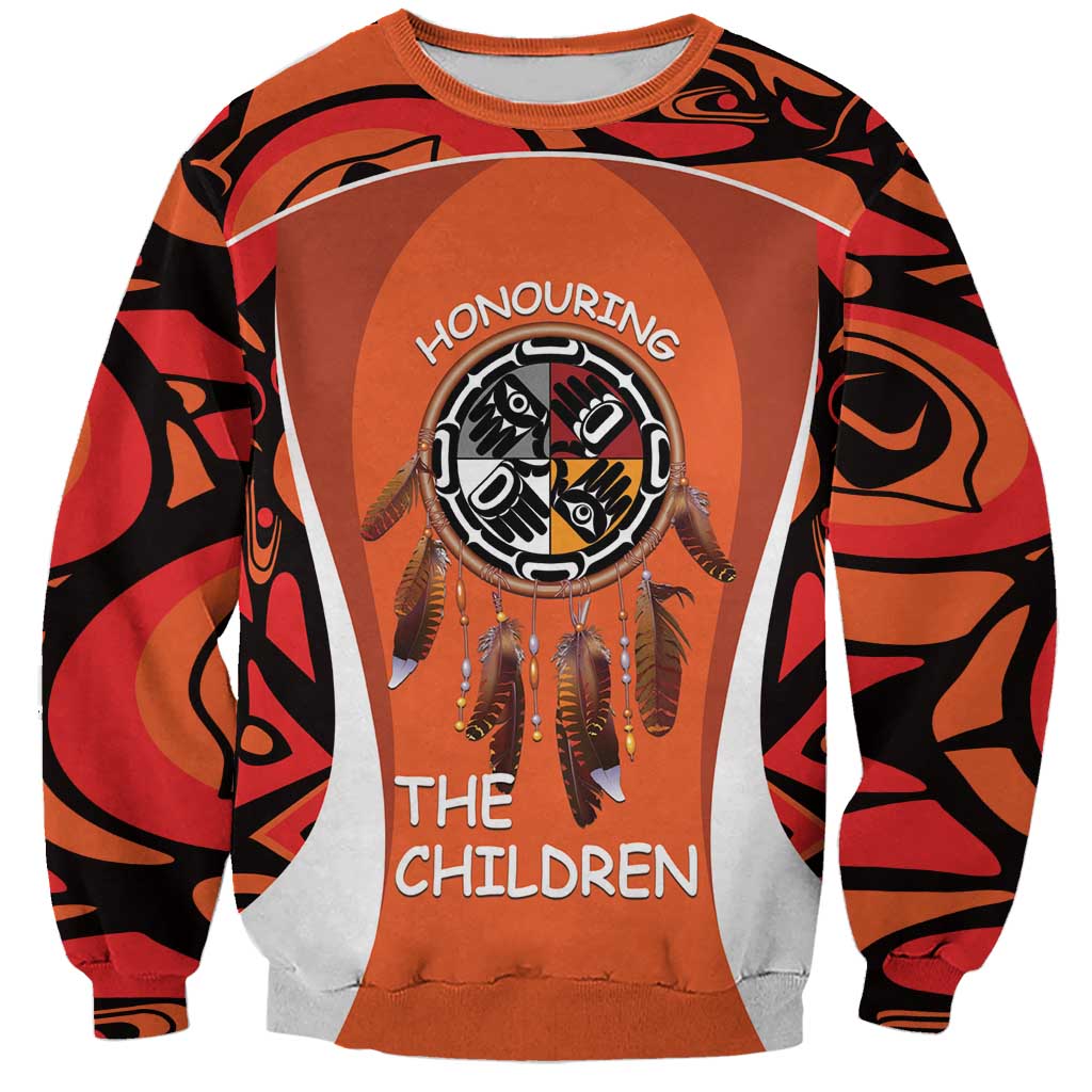 Personalized Orange Day Canada Sweatshirt Honouring The Children Haida Pattern - Wonder Print Shop