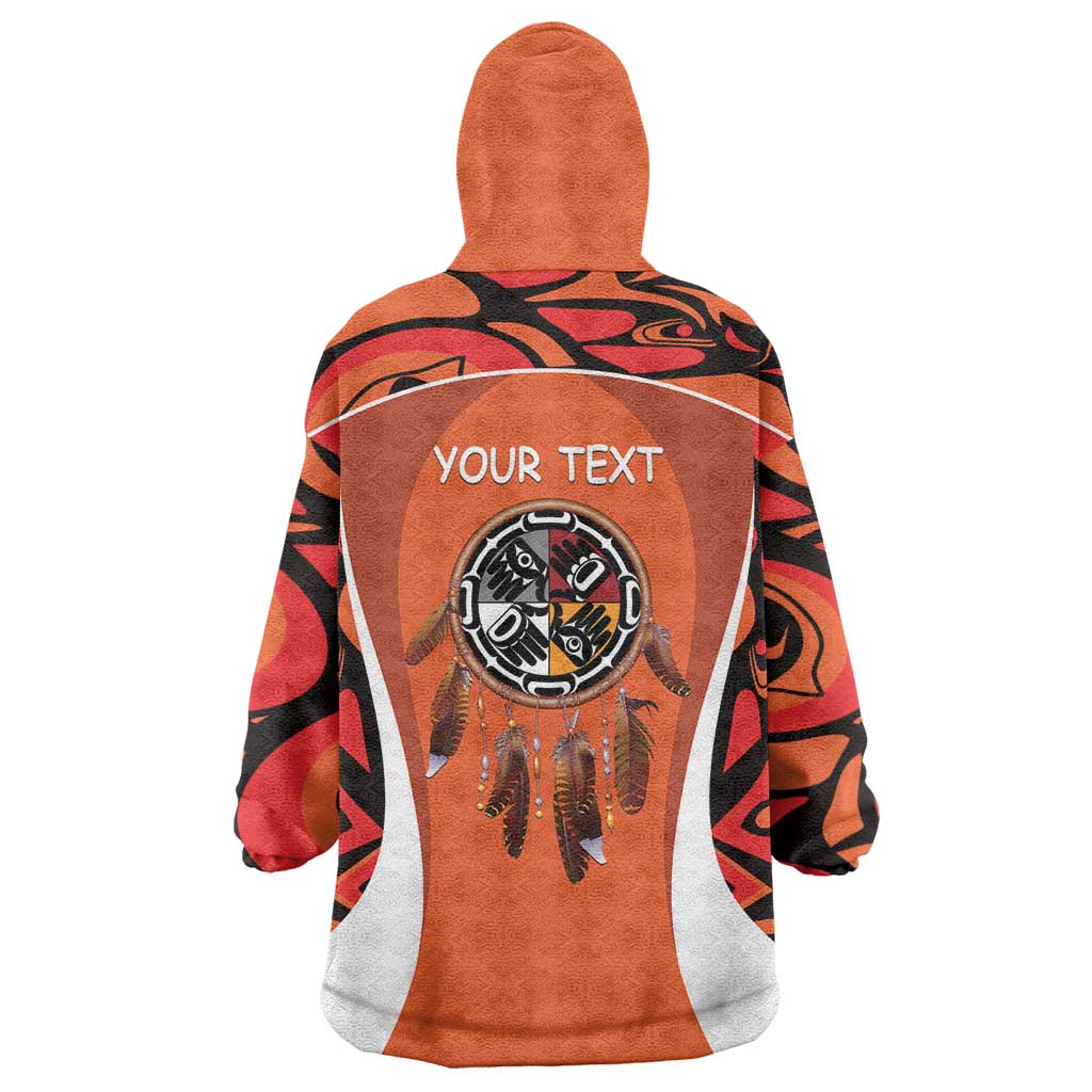 Personalized Orange Day Canada Wearable Blanket Hoodie Honouring The Children Haida Pattern - Wonder Print Shop