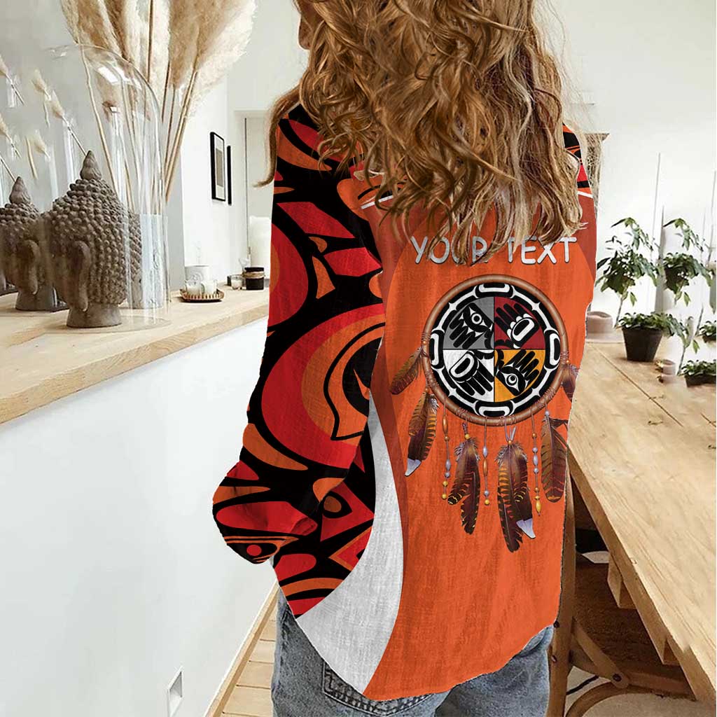 Personalized Orange Day Canada Women Casual Shirt Honouring The Children Haida Pattern - Wonder Print Shop