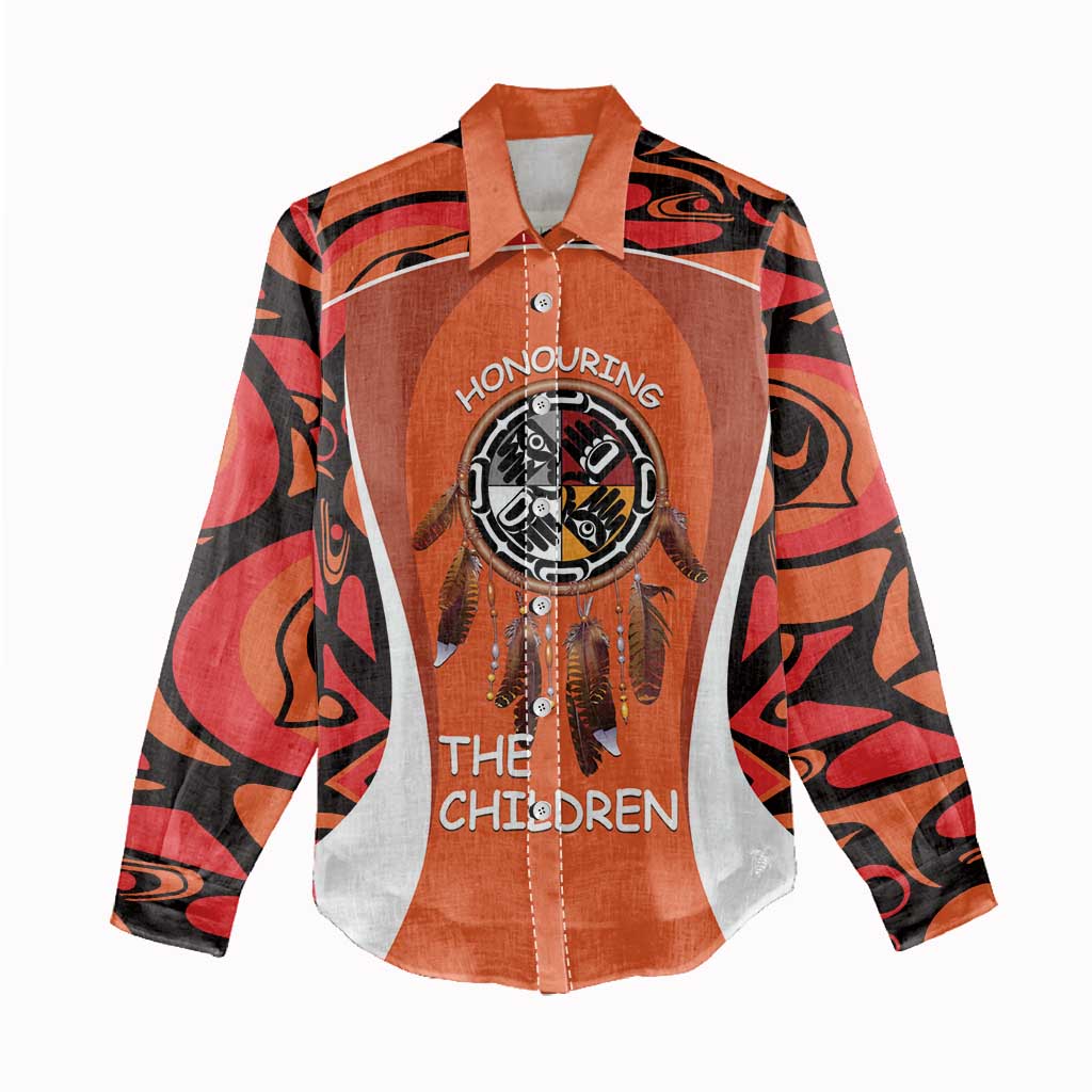 Personalized Orange Day Canada Women Casual Shirt Honouring The Children Haida Pattern - Wonder Print Shop