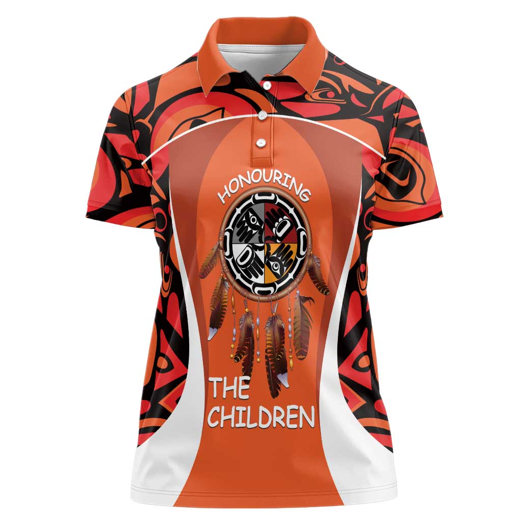 Personalized Orange Day Canada Women Polo Shirt Honouring The Children Haida Pattern - Wonder Print Shop