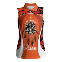 Personalized Orange Day Canada Women Sleeveless Polo Shirt Honouring The Children Haida Pattern - Wonder Print Shop