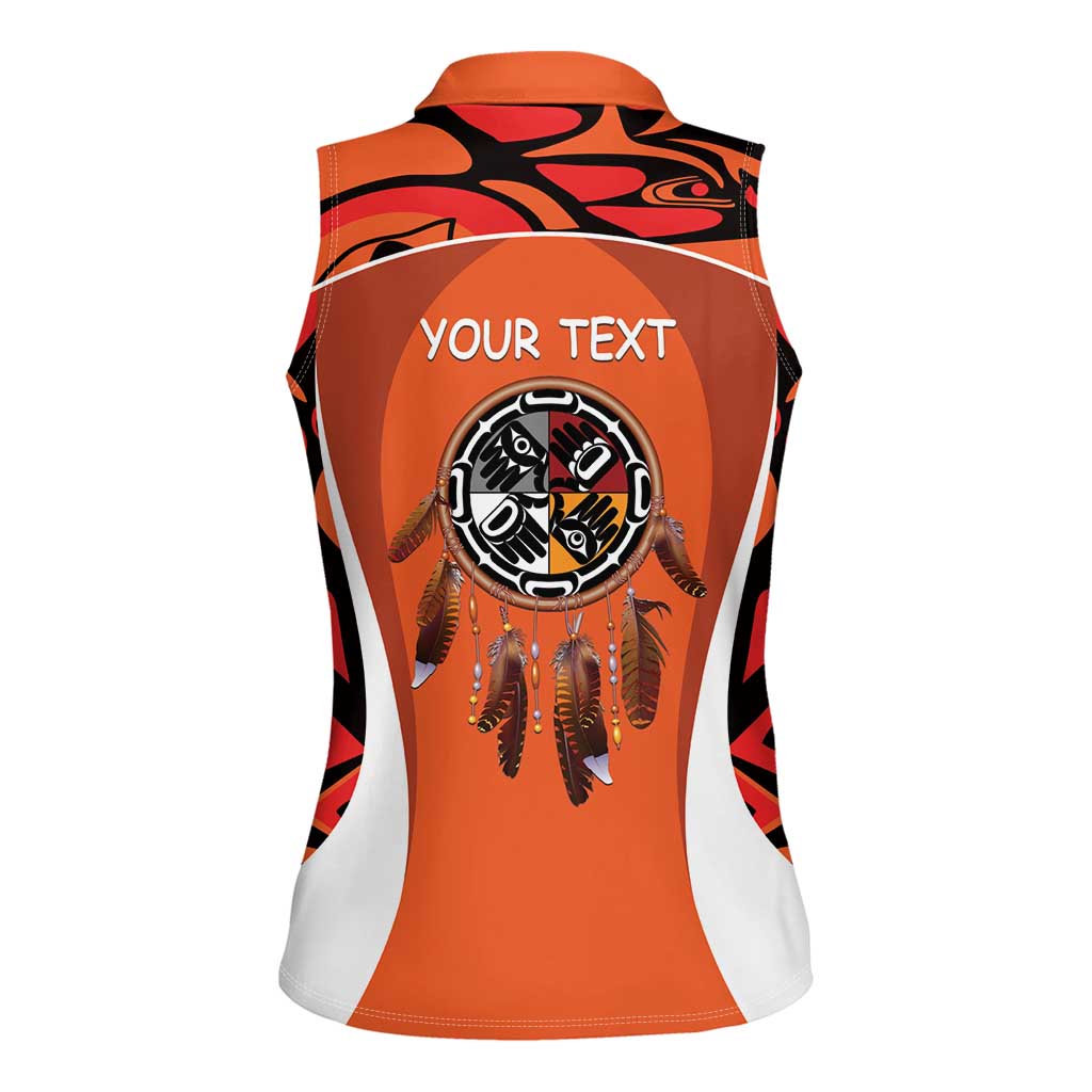 Personalized Orange Day Canada Women Sleeveless Polo Shirt Honouring The Children Haida Pattern - Wonder Print Shop