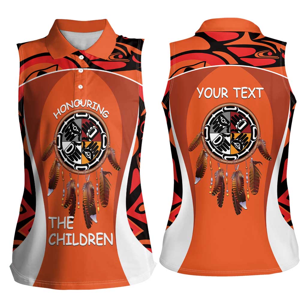 Personalized Orange Day Canada Women Sleeveless Polo Shirt Honouring The Children Haida Pattern - Wonder Print Shop