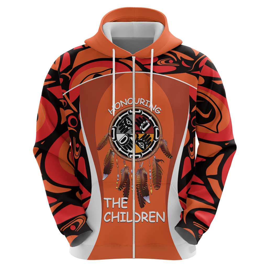 Personalized Orange Day Canada Zip Hoodie Honouring The Children Haida Pattern - Wonder Print Shop