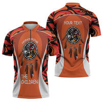 Personalized Orange Day Canada Zipper Polo Shirt Honouring The Children Haida Pattern - Wonder Print Shop