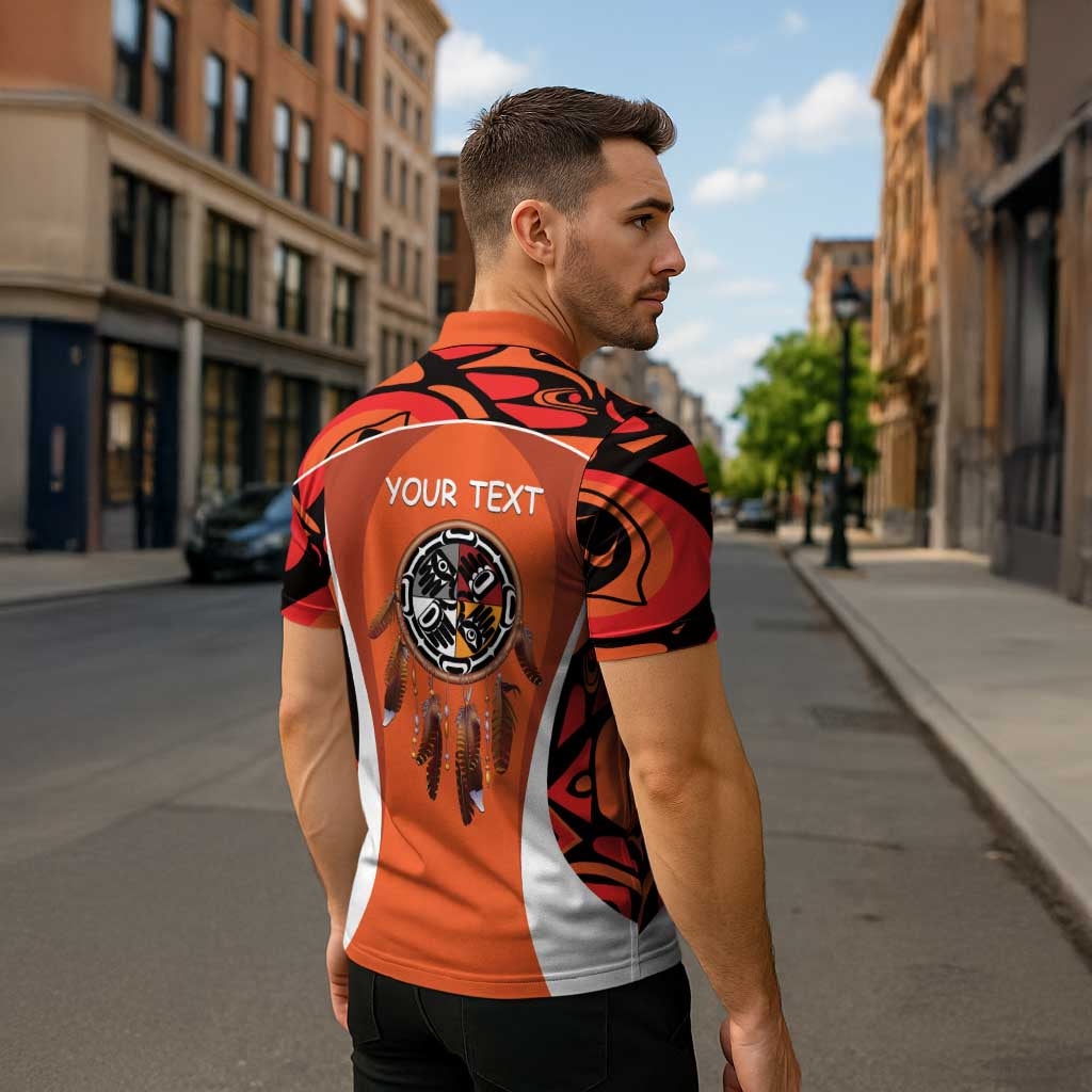 Personalized Orange Day Canada Zipper Polo Shirt Honouring The Children Haida Pattern LT14