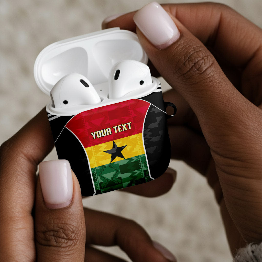 Ghana Football Custom AirPods Case Go Black Queens Kente Pattern