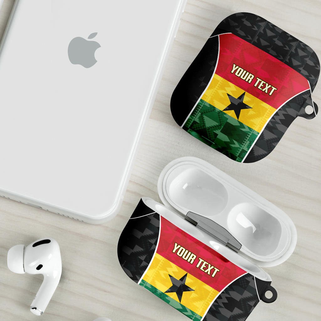 Ghana Football Custom AirPods Case Go Black Queens Kente Pattern