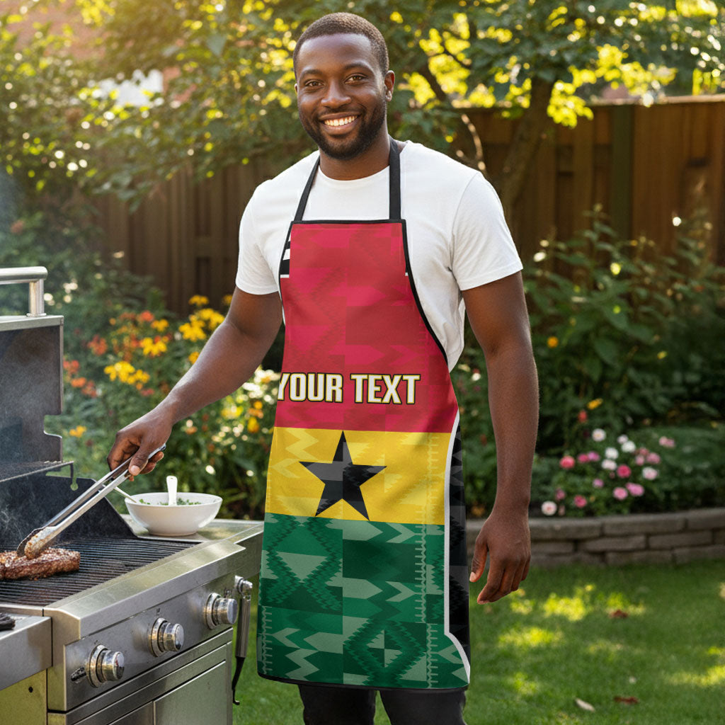 Ghana Football Custom Apron Go Black Queens Kente Pattern