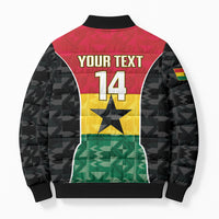 Ghana Football Custom Bomber Puffer Jacket Go Black Queens Kente Pattern