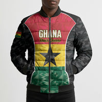 Ghana Football Custom Bomber Puffer Jacket Go Black Queens Kente Pattern