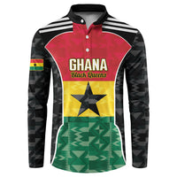 Ghana Football Custom Button Sweatshirt Go Black Queens Kente Pattern
