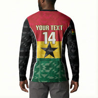 Ghana Football Custom Button Sweatshirt Go Black Queens Kente Pattern
