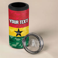 Ghana Football Custom 4 in 1 Can Cooler Tumbler Go Black Queens Kente Pattern