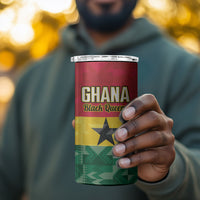 Ghana Football Custom 4 in 1 Can Cooler Tumbler Go Black Queens Kente Pattern