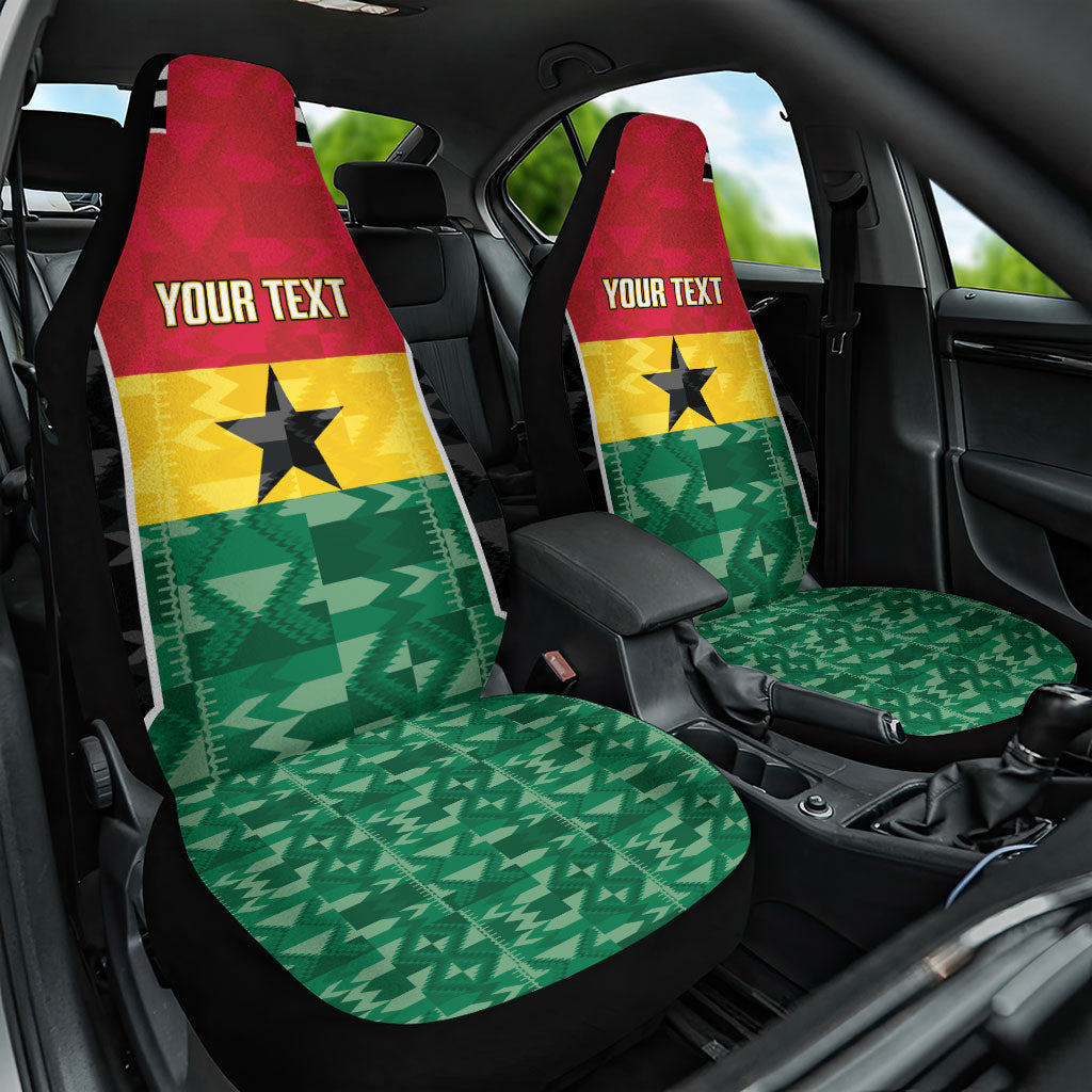 Ghana Football Custom Car Seat Cover Go Black Queens Kente Pattern