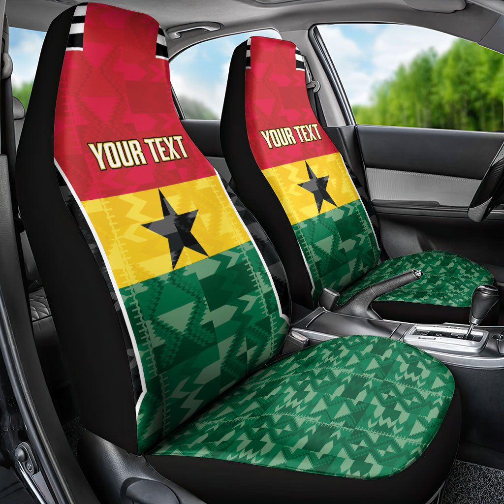 Ghana Football Custom Car Seat Cover Go Black Queens Kente Pattern