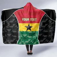 Ghana Football Custom Hooded Blanket Go Black Queens Kente Pattern