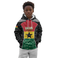 Ghana Football Custom Kid Hoodie Go Black Queens Kente Pattern