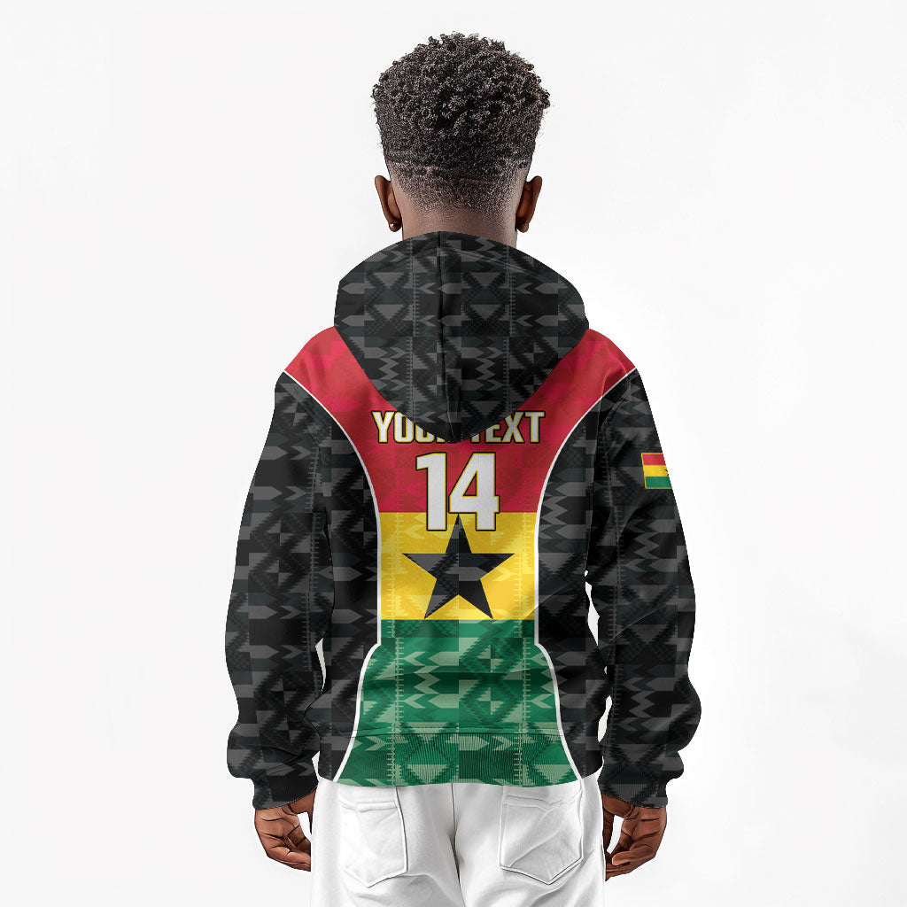 Ghana Football Custom Kid Hoodie Go Black Queens Kente Pattern