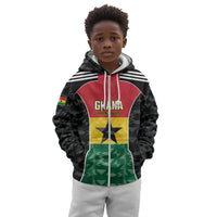 Ghana Football Custom Kid Hoodie Go Black Queens Kente Pattern