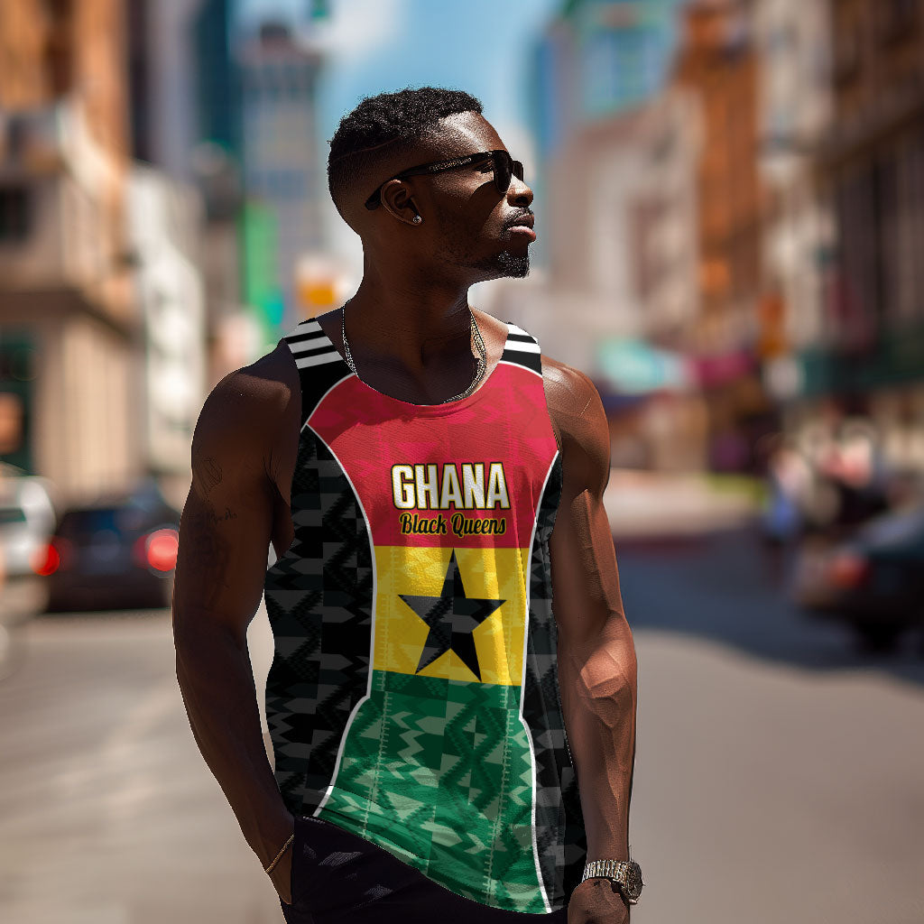 Ghana Football Custom Men Tank Top Go Black Queens Kente Pattern
