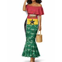 Ghana Football Custom Mermaid Dress Go Black Queens Kente Pattern
