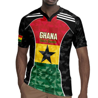Ghana Football Custom Rugby Jersey Go Black Queens Kente Pattern
