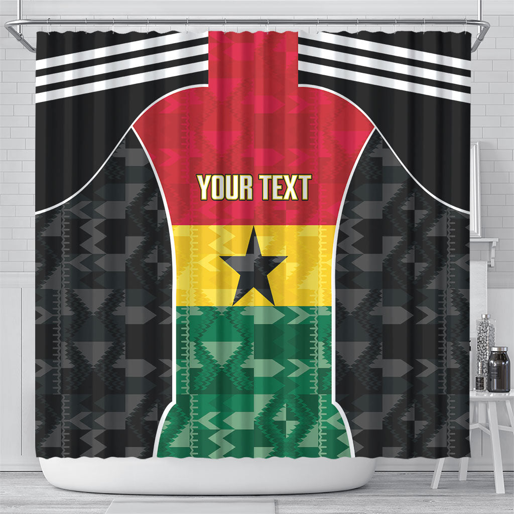 Ghana Football Custom Shower Curtain Go Black Queens Kente Pattern