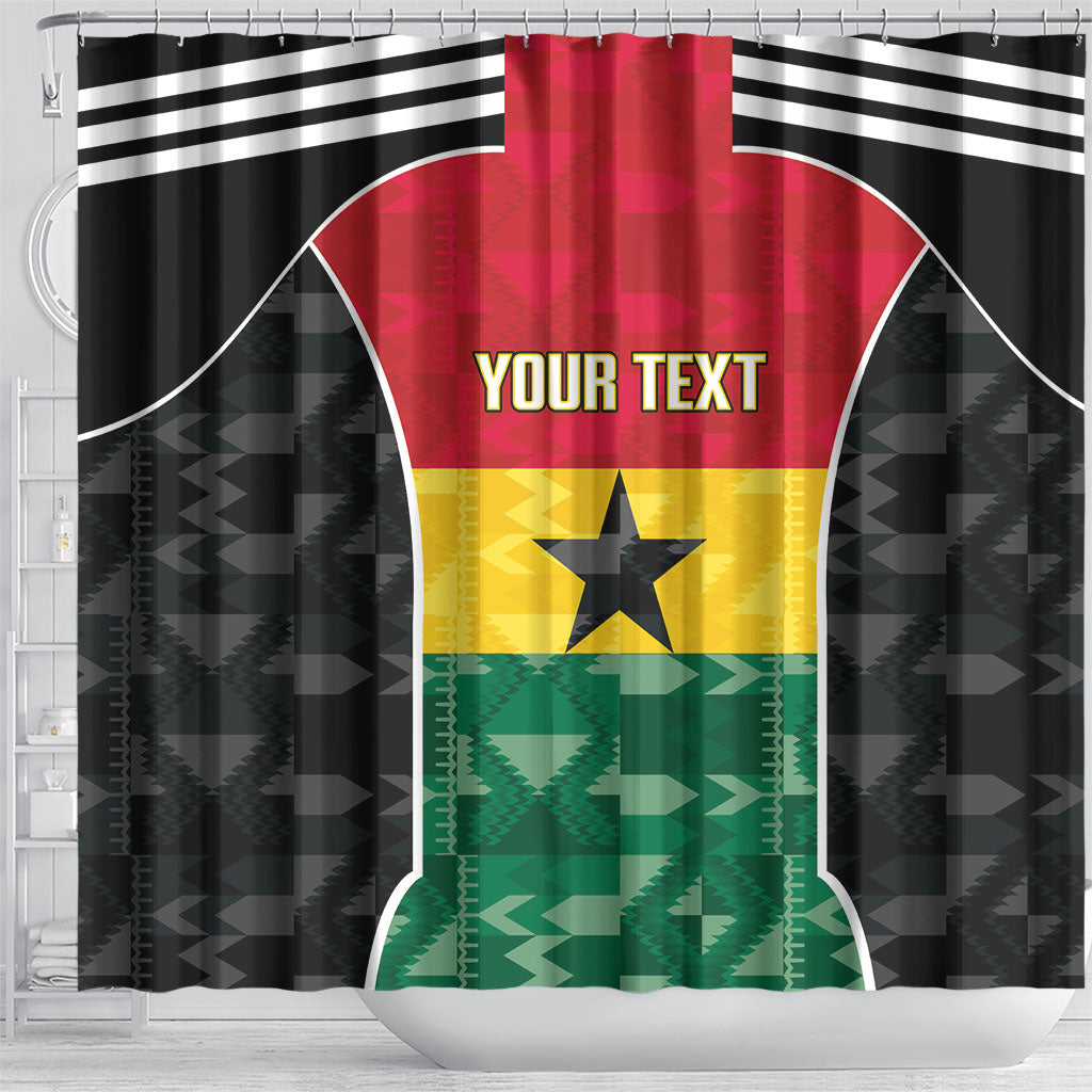 Ghana Football Custom Shower Curtain Go Black Queens Kente Pattern