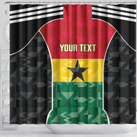 Ghana Football Custom Shower Curtain Go Black Queens Kente Pattern