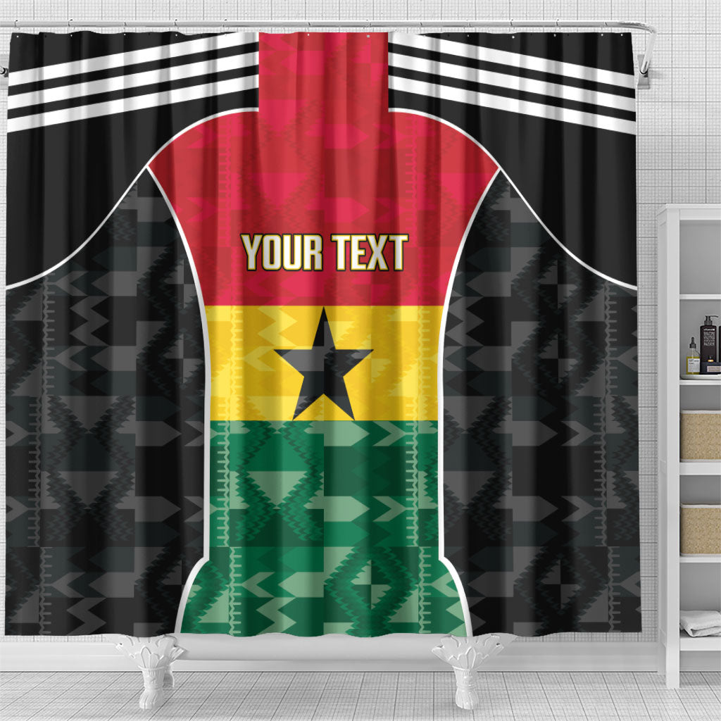 Ghana Football Custom Shower Curtain Go Black Queens Kente Pattern