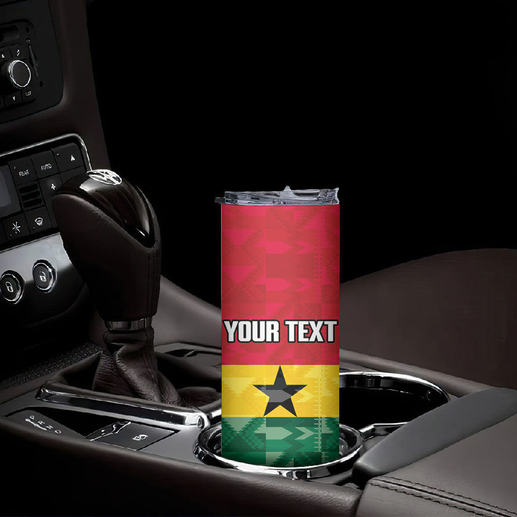 Ghana Football Custom Skinny Tumbler Go Black Queens Kente Pattern