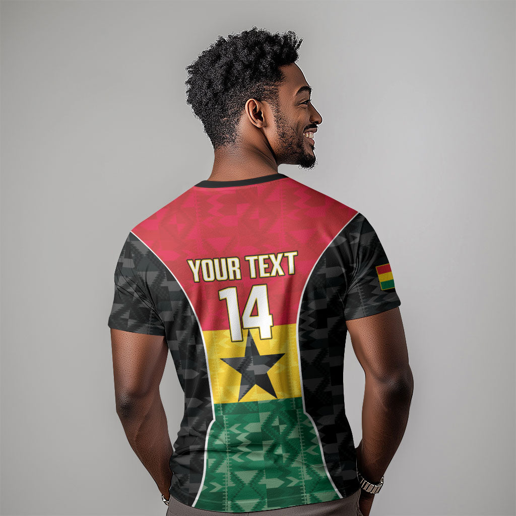 Ghana Football Custom T shirt Go Black Queens Kente Pattern