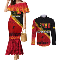 papua-new-guinea-couples-matching-mermaid-dress-and-long-sleeve-button-shirts-independen-stet-bilong-papua-niugini-unique-version
