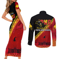 Papua New Guinea Couples Matching Short Sleeve Bodycon Dress and Long Sleeve Button Shirts Independen Stet bilong Papua Niugini Unique Version - Wonder Print Shop